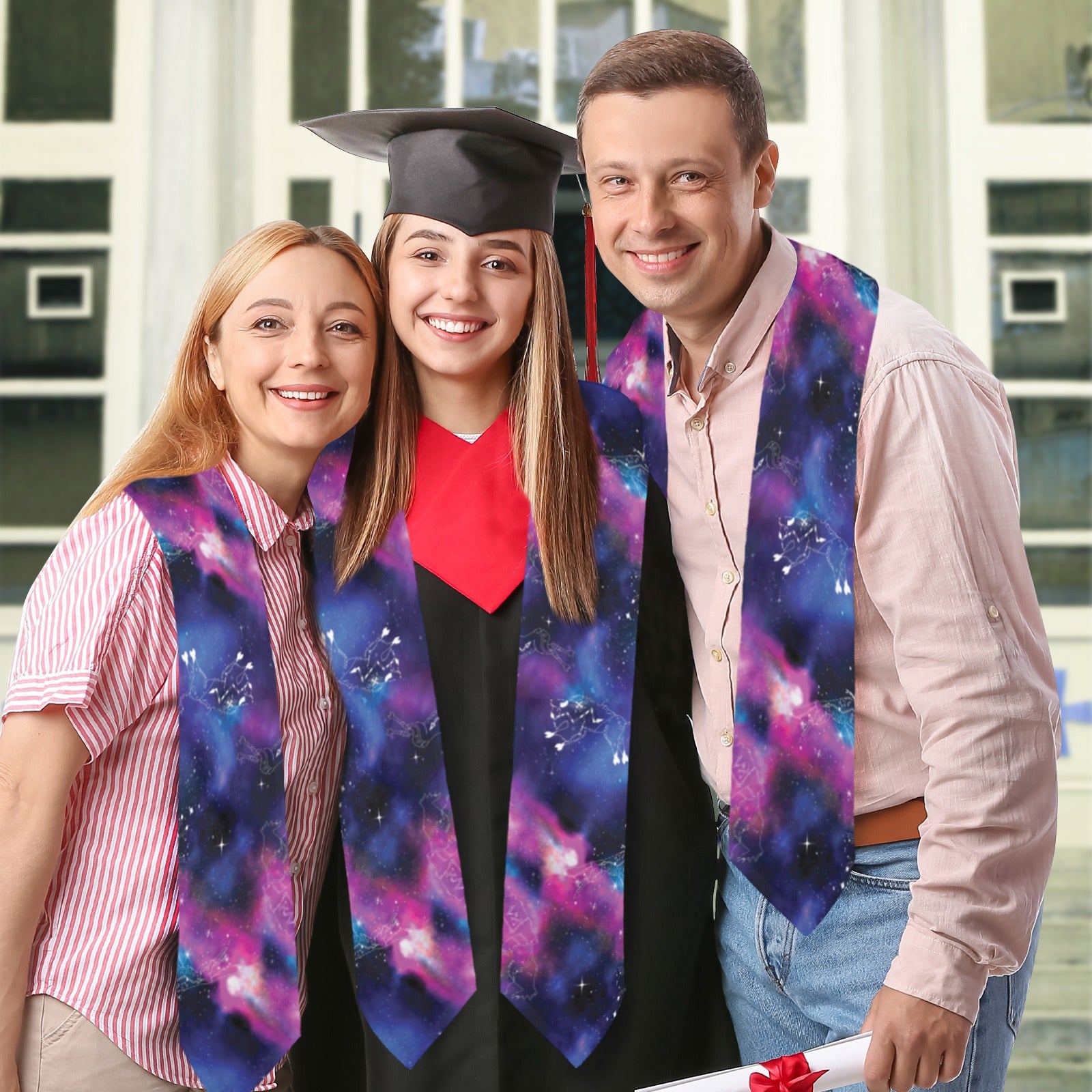 Animal Ancestors 1 Blue and Pink Graduation Stole