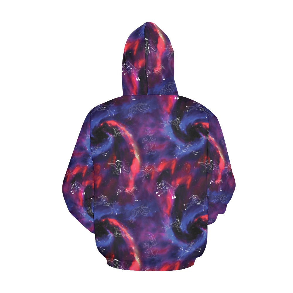 Animal Ancestors 3 Blue Pink Swirl Hoodie for Women (USA Size)