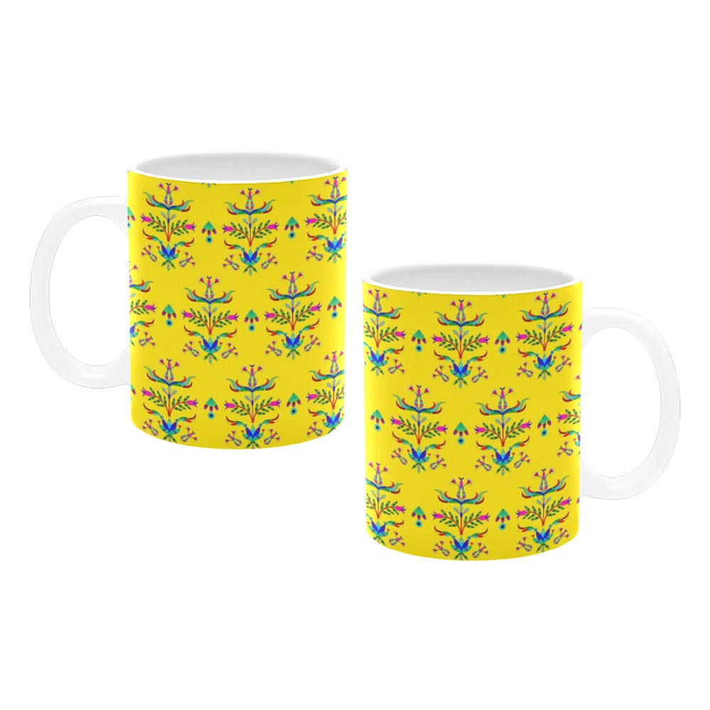 Dakota Damask Yellow White Mug(11OZ)