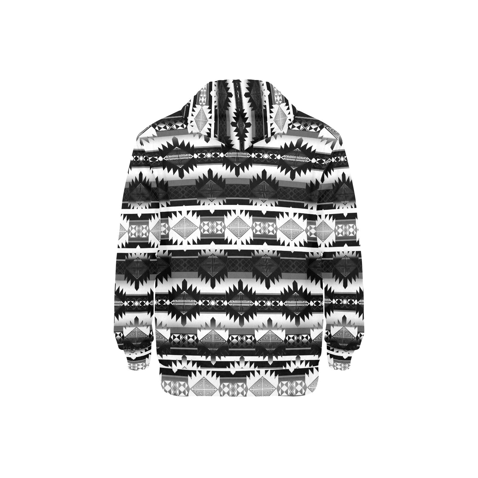 Okotoks Black and White Men's Long Sleeve Fleece Hoodie