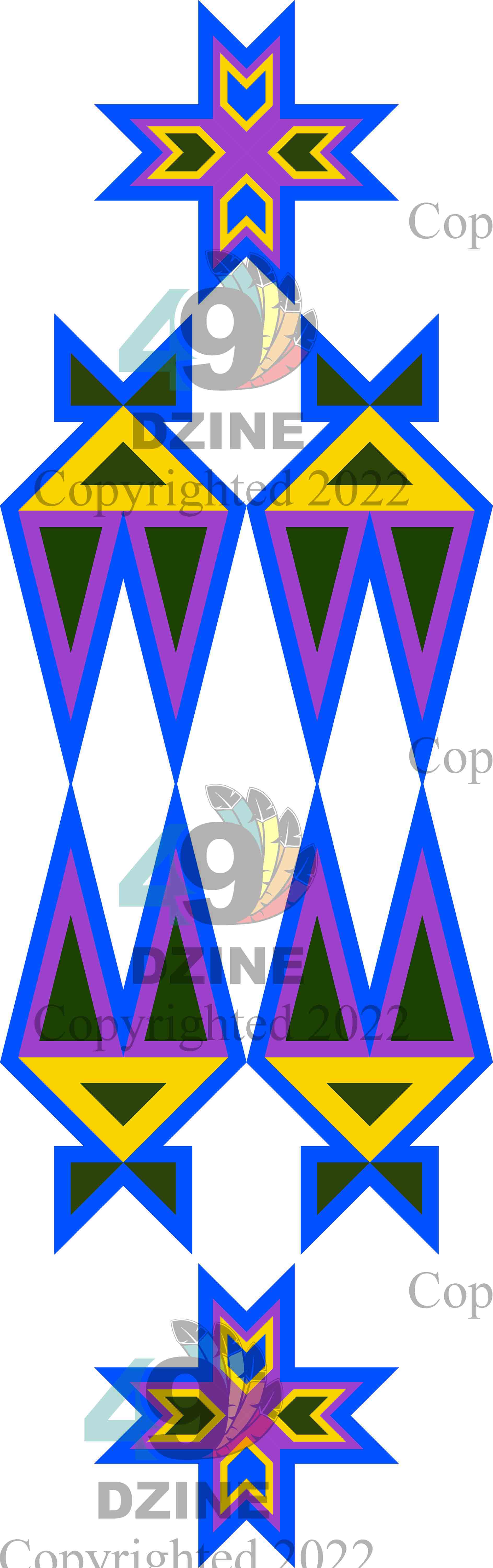 6-inch Geometric Transfer Four Directions Lodges Transfers 49 Dzine Four Directions Lodges Blue and Yellow