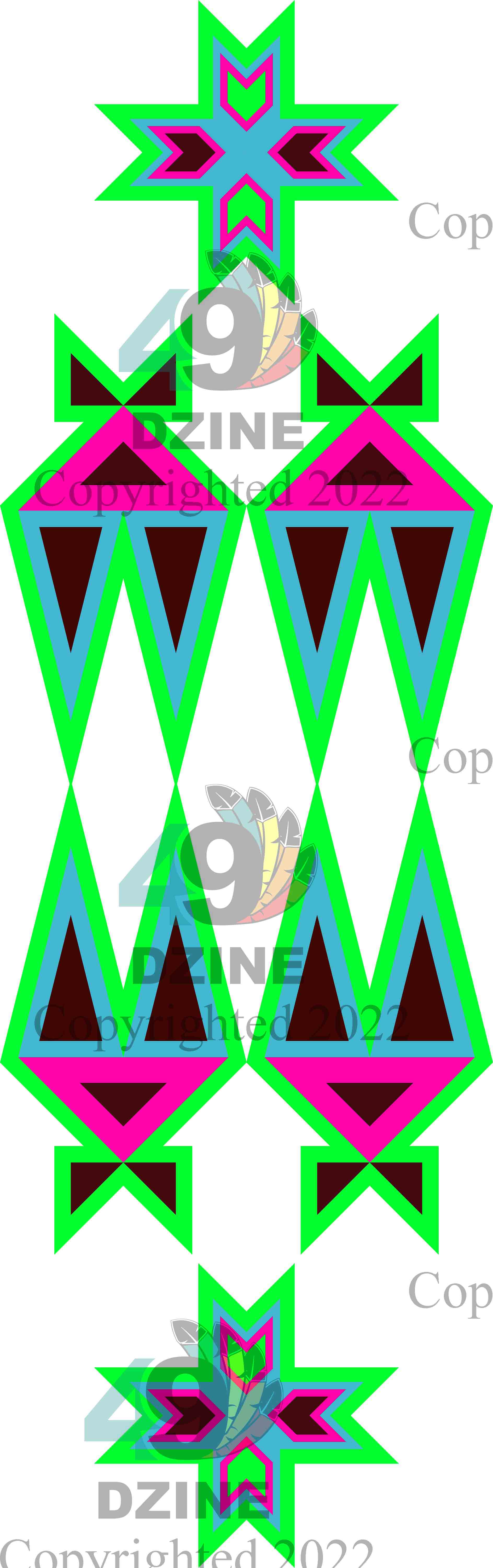 6-inch Geometric Transfer Four Directions Lodges Transfers 49 Dzine Four Directions Lodges Pink and Green
