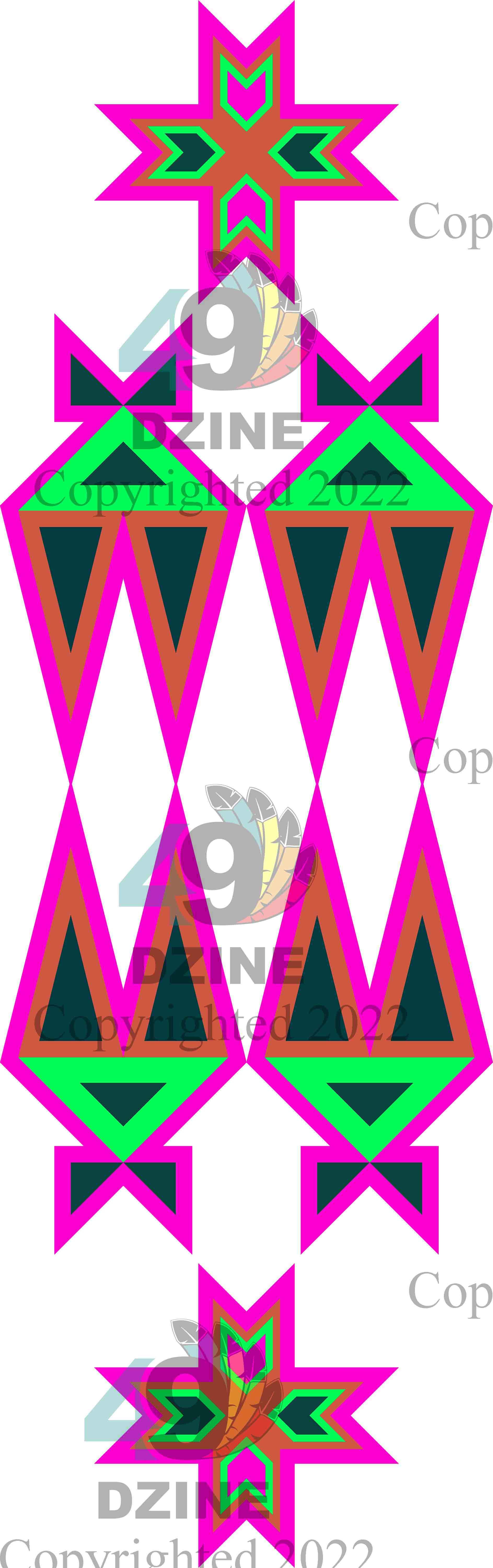 6-inch Geometric Transfer Four Directions Lodges Transfers 49 Dzine Four Directions Lodges Pink and Sienna
