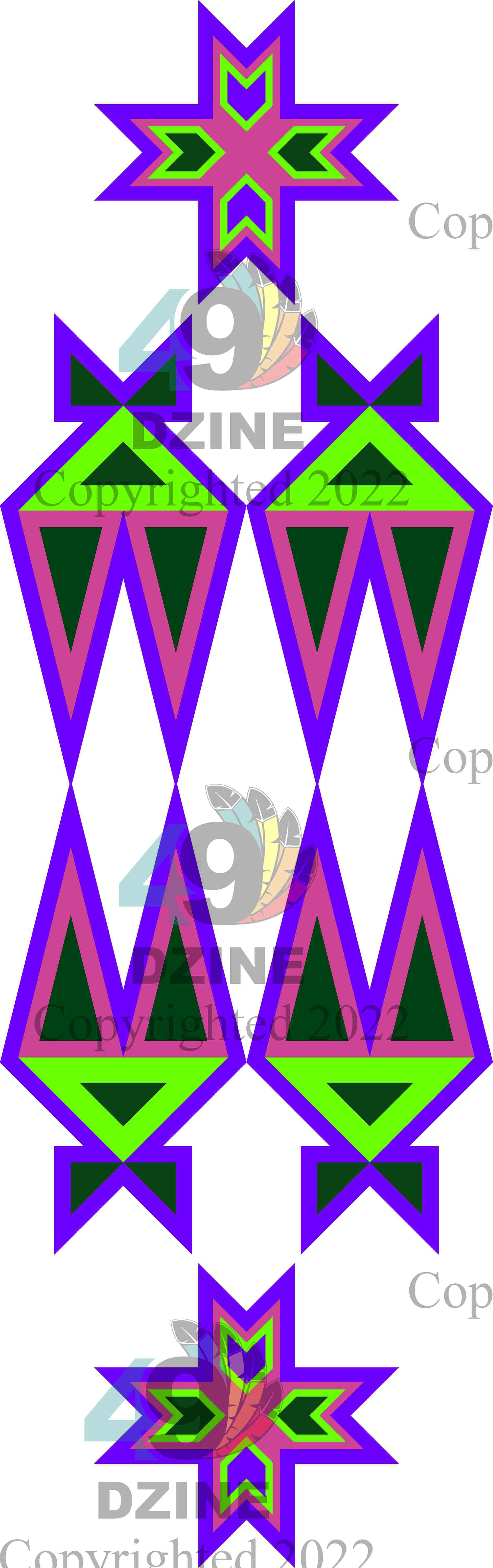 6-inch Geometric Transfer Four Directions Lodges Transfers 49 Dzine Four Directions Lodges Purple and Pink