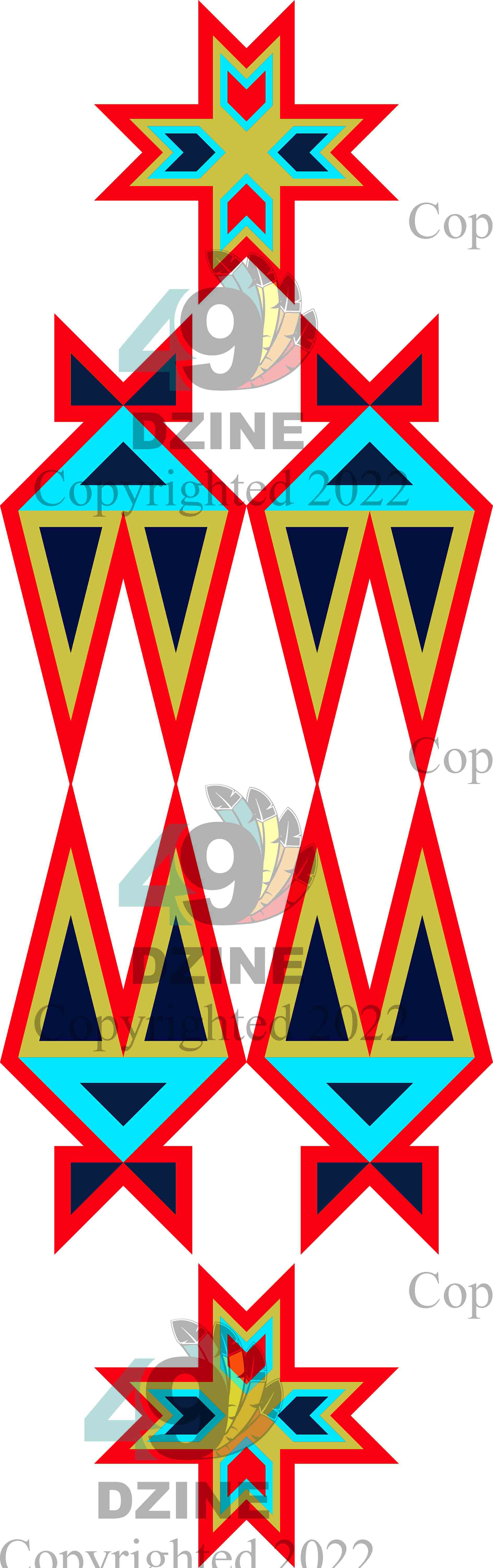 6-inch Geometric Transfer Four Directions Lodges Transfers 49 Dzine Four Directions Lodges Red