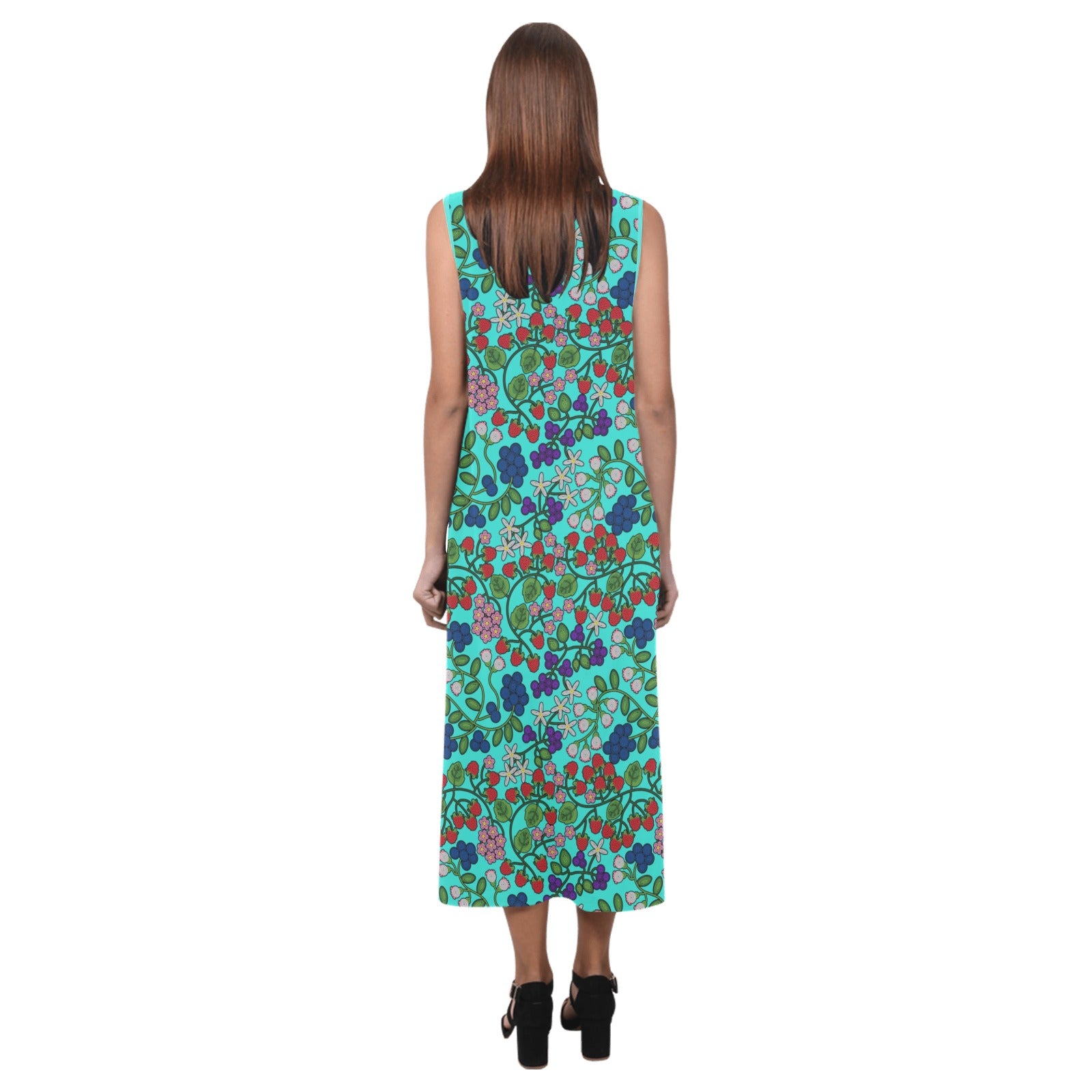 Takwakin Harvest Turquoise Phaedra Sleeveless Open Fork Long Dress