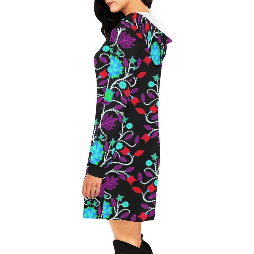 Floral Beadwork Four Clans Winter Hoodie Dress