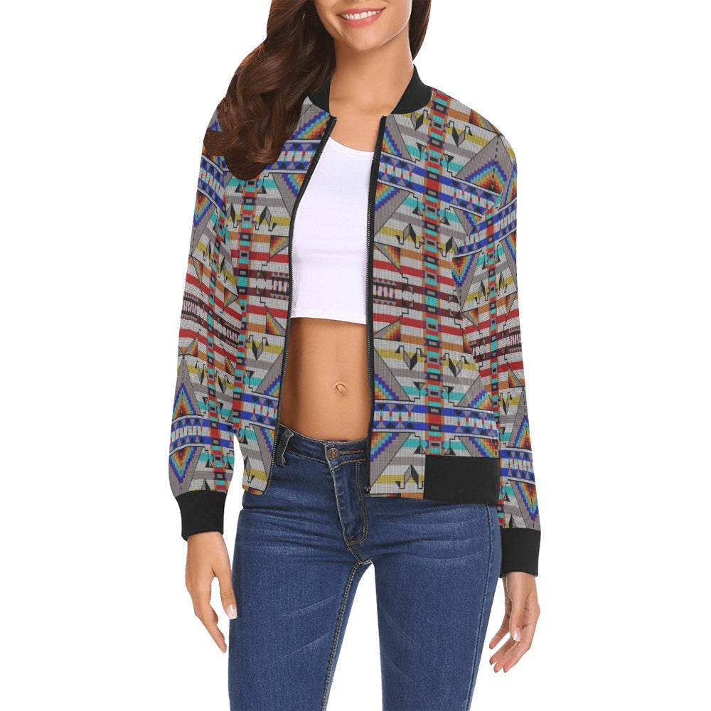 Medicine Blessing White All Over Print Bomber Jacket for Women