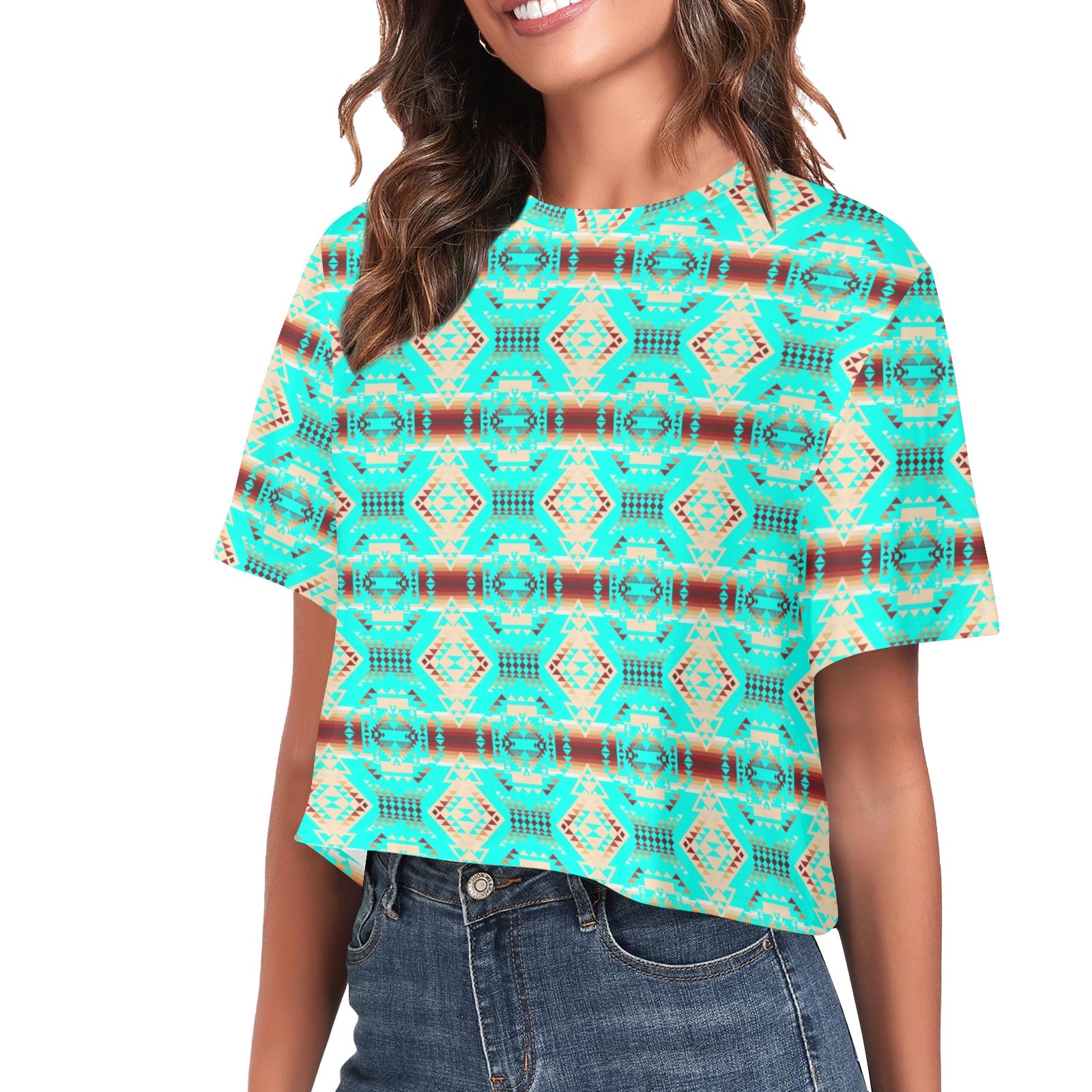 Gathering Earth Turquoise Women's Cropped T-shirt