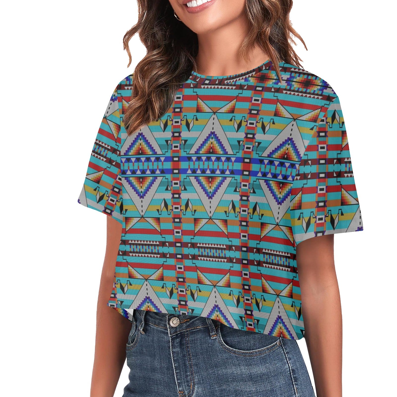 Medicine Blessing Turquoise Women's Cropped T-shirt