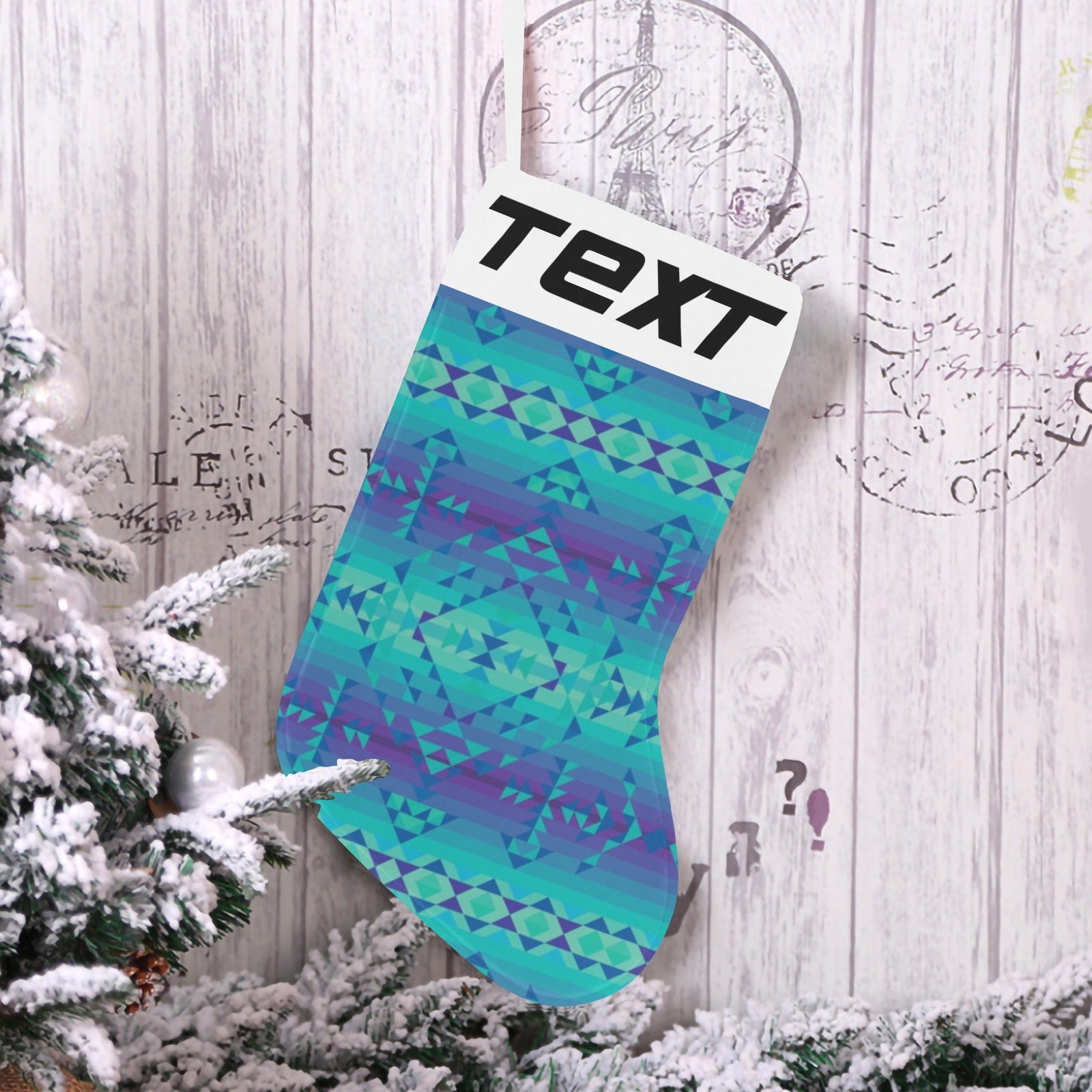 Borealis Christmas Stocking (Custom Text on The Top)