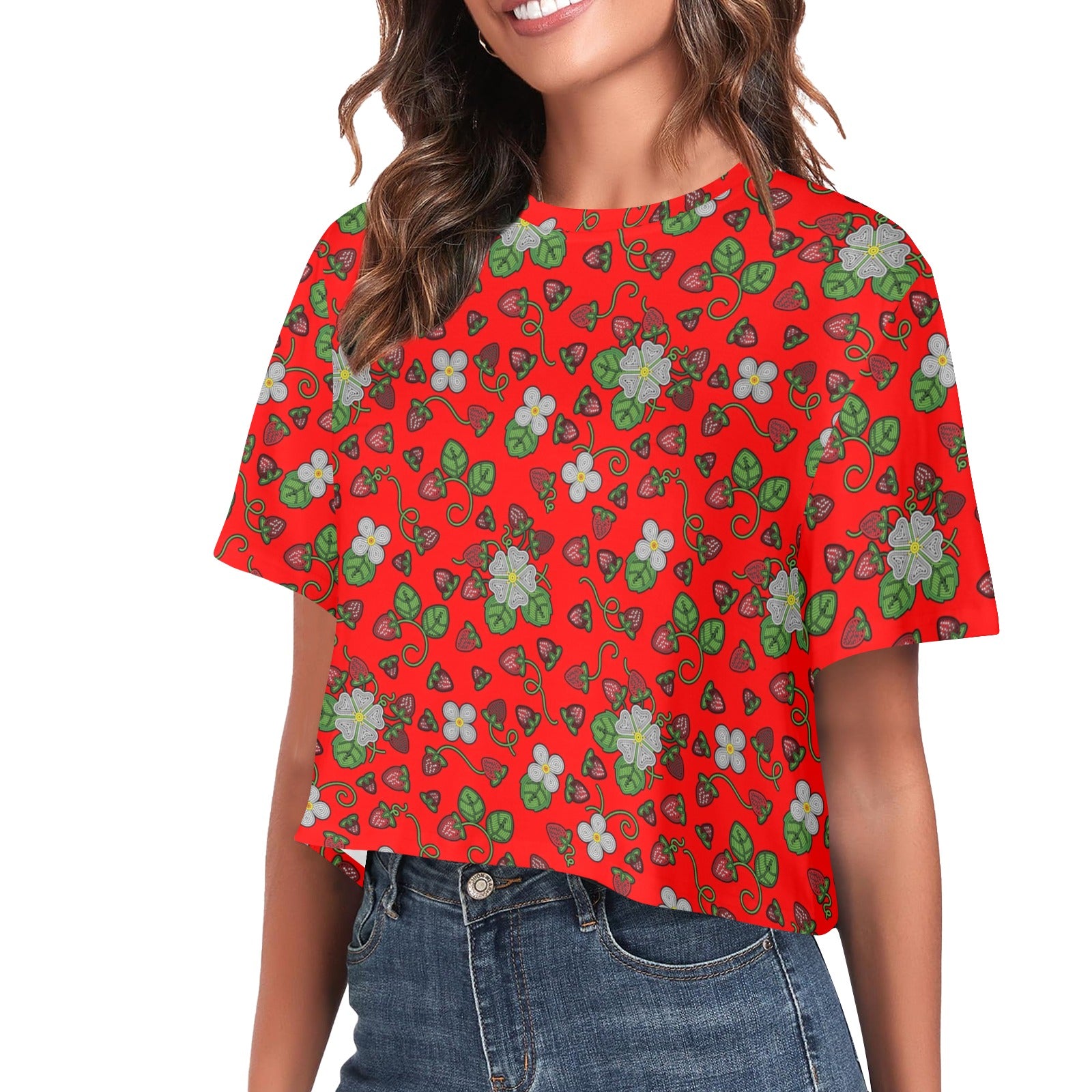 Strawberry Dreams Fire Women's Cropped T-shirt