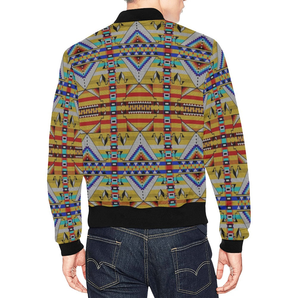 Medicine Blessing Yellow All Over Print Bomber Jacket for Men