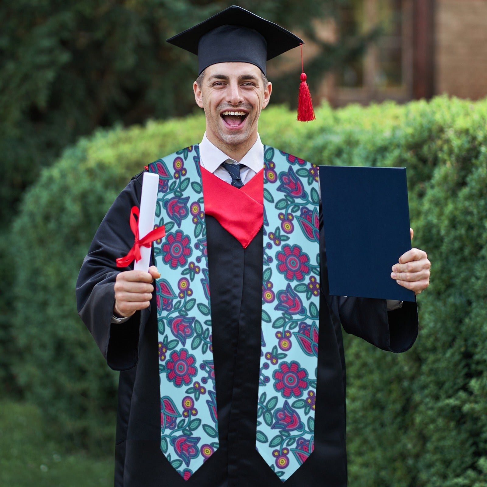 Beaded Nouveau Marine Graduation Stole