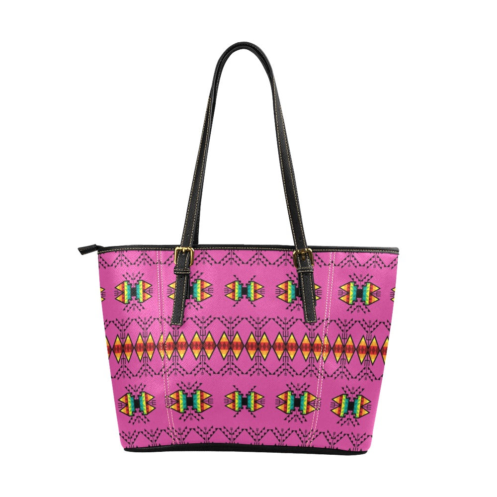 Sacred Trust Pink Leather Tote Bag/Large