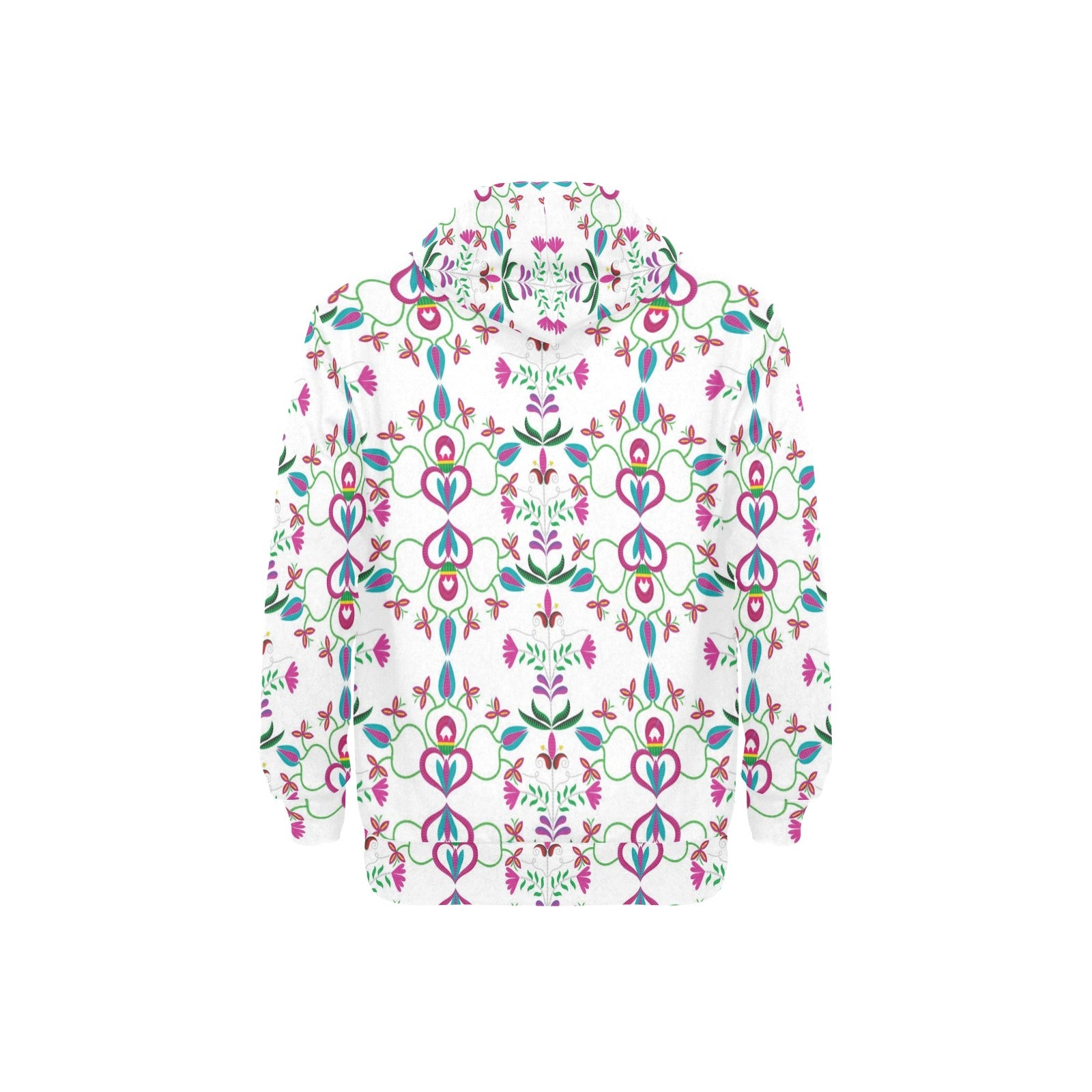 Quilled Divine White Men's Long Sleeve Fleece Hoodie