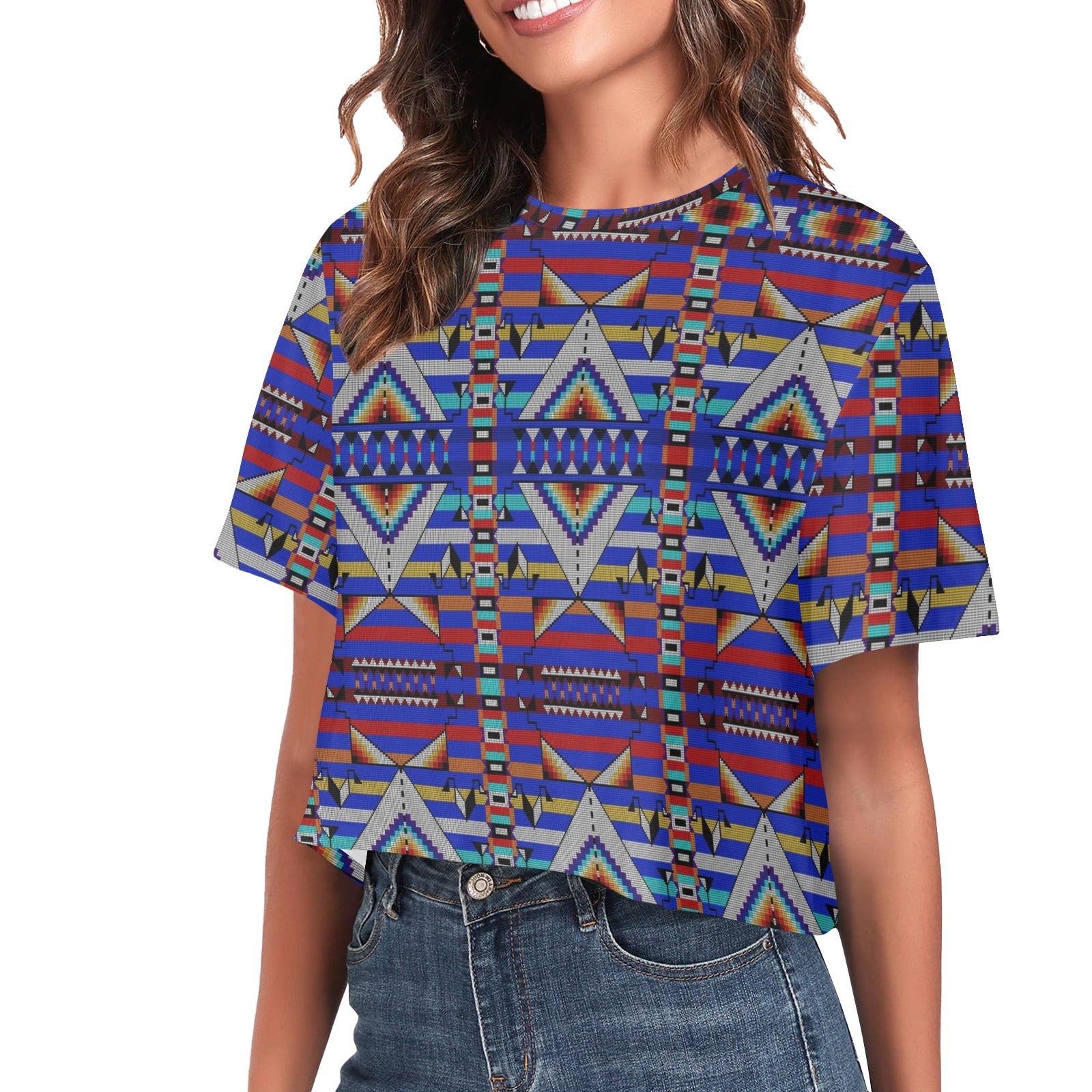 Medicine Blessing Blue Women's Cropped T-shirt
