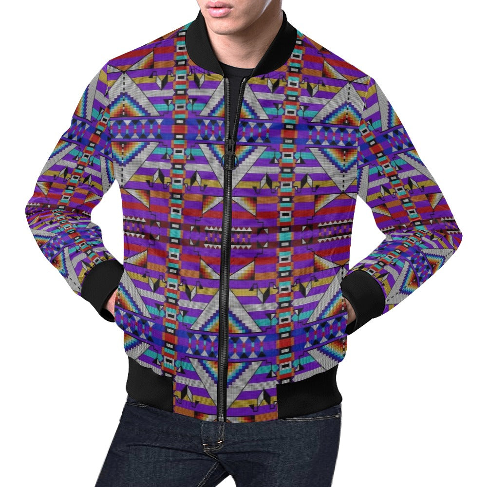 Medicine Blessing Purple All Over Print Bomber Jacket for Men