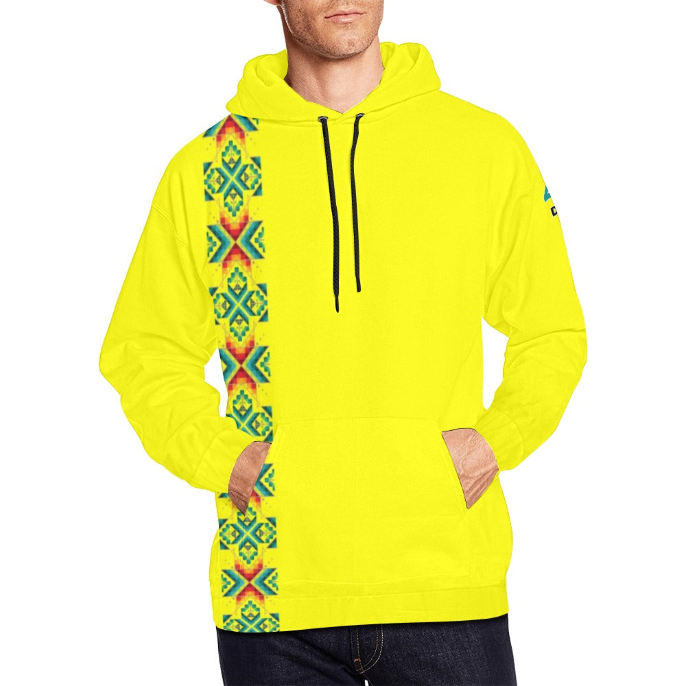 Yellow Blanket Strip Hoodie for Men (USA Size)