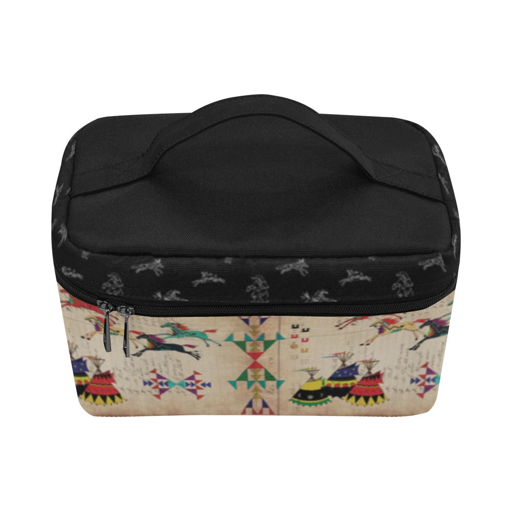 Horses Running Black Sky Cosmetic Bag/Large