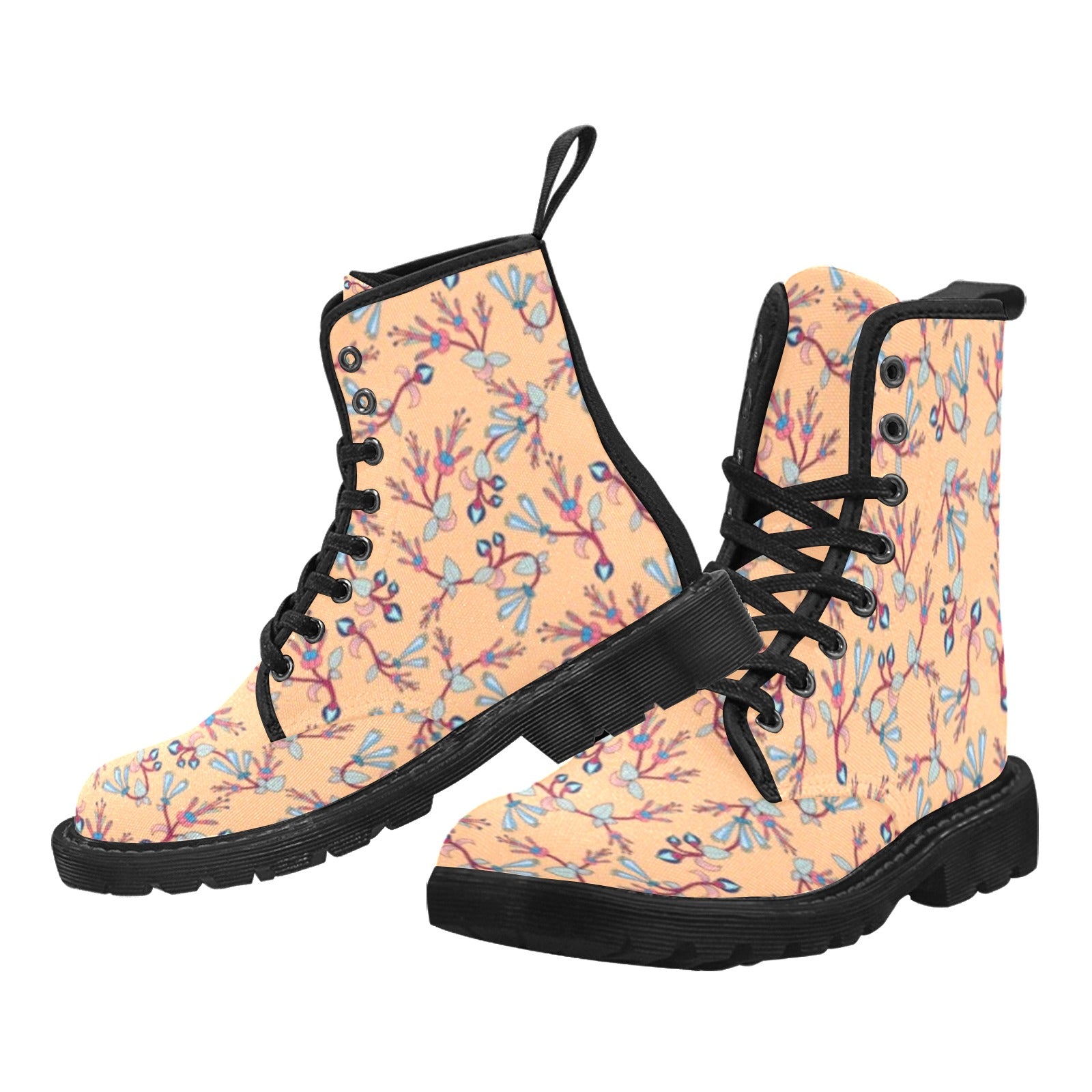 Swift Floral Peache Boots for Women (Black)