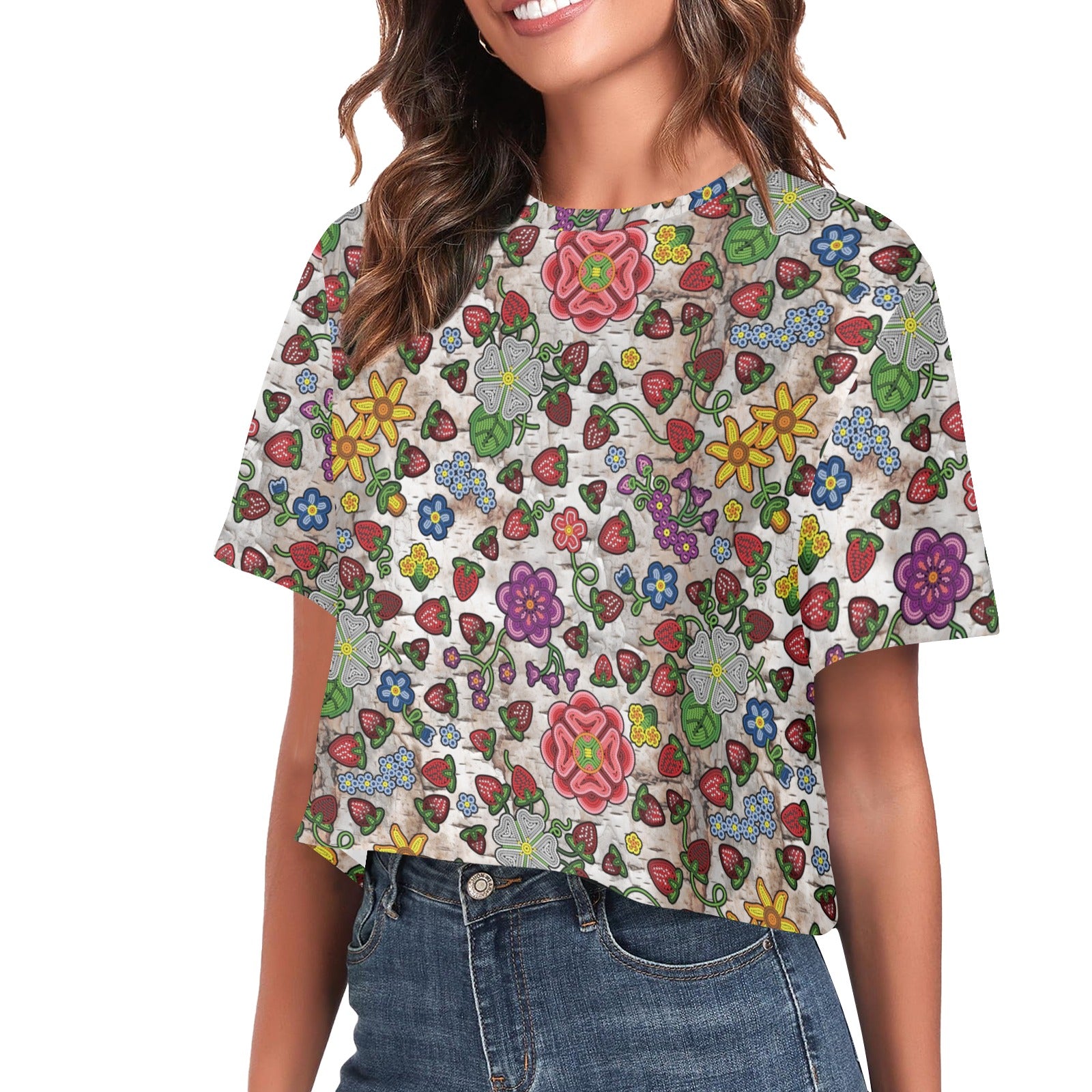 Berry Pop Br Bark Women's Cropped T-shirt