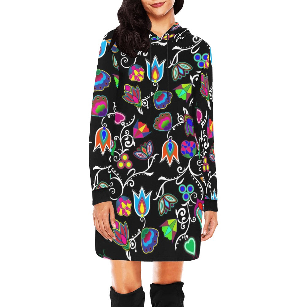 Indigenous Paisley Black Hoodie Dress