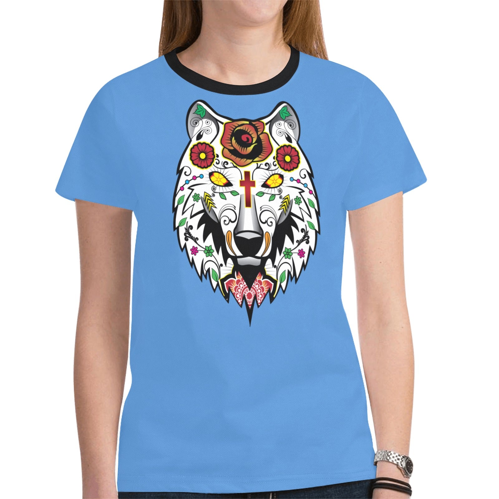 Wolf Spirit Guide (Blue) T-shirt for Women