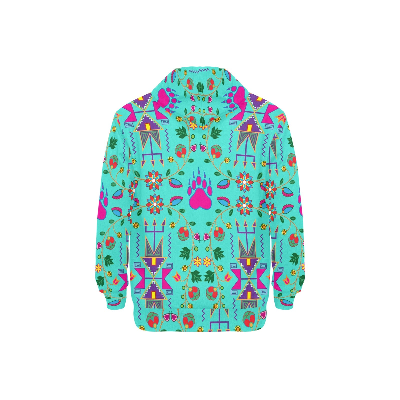 Geometric Floral Fall Sky Men's Long Sleeve Fleece Hoodie