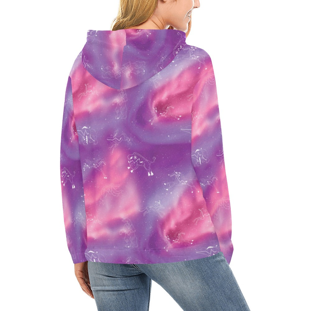 Animal Ancestors 7 Aurora Gases Pink and Purple Hoodie for Women (USA Size)