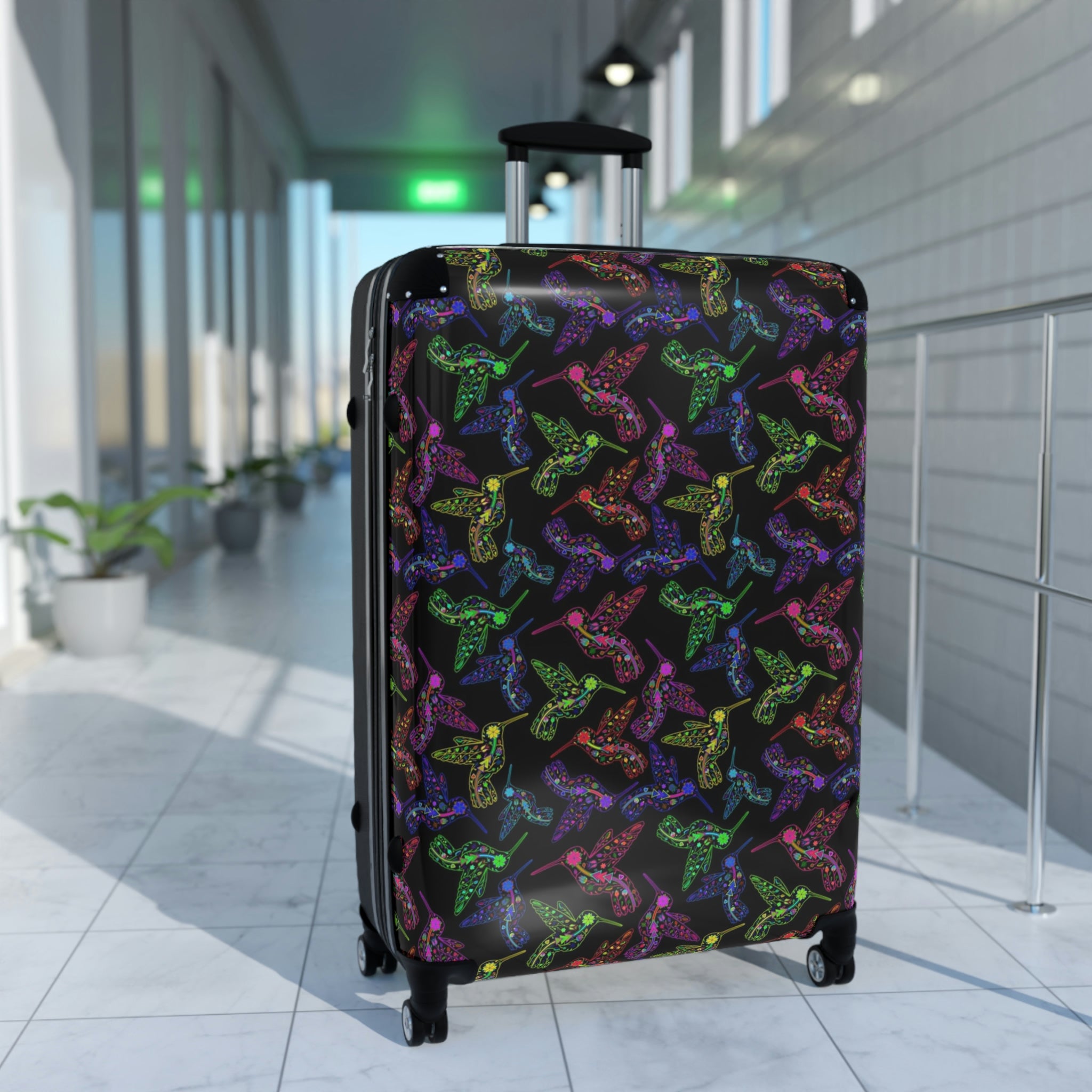 Floral Hummingbird Suitcases