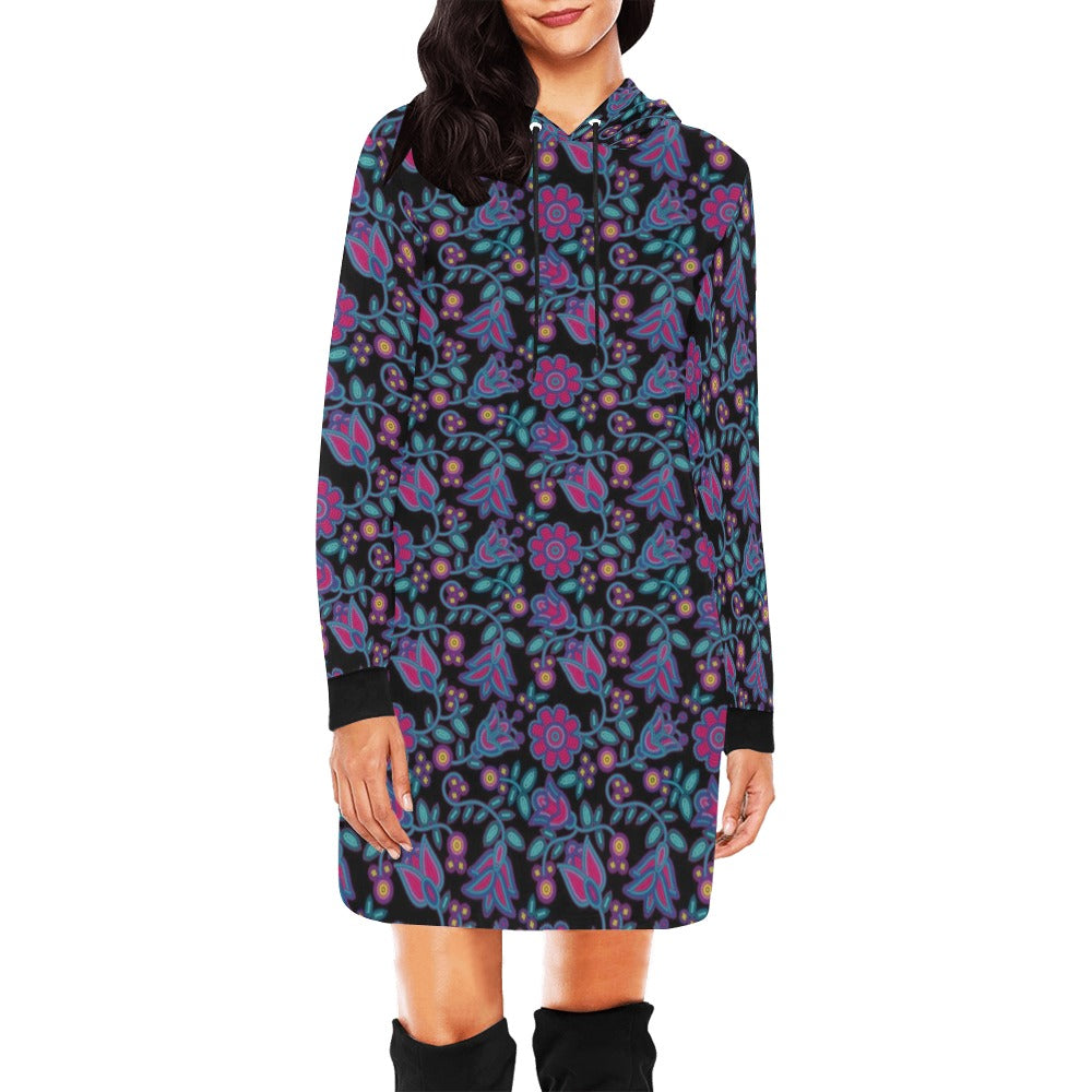 Beaded Nouveau Coal Hoodie Dress
