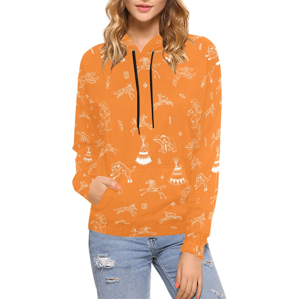 Ledger Dabbles Orange Hoodie for Women (USA Size)