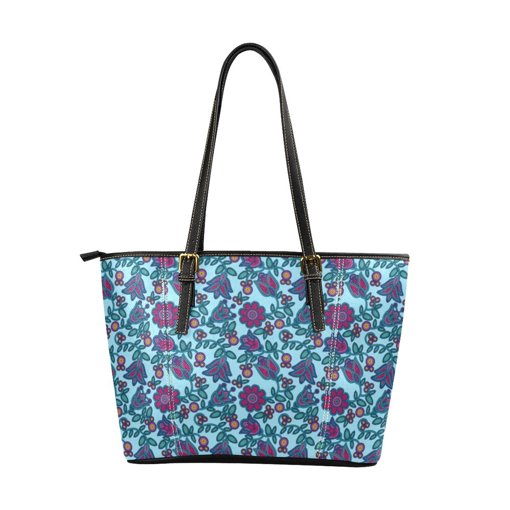 Beaded Nouveau Marine Leather Tote Bag/Large