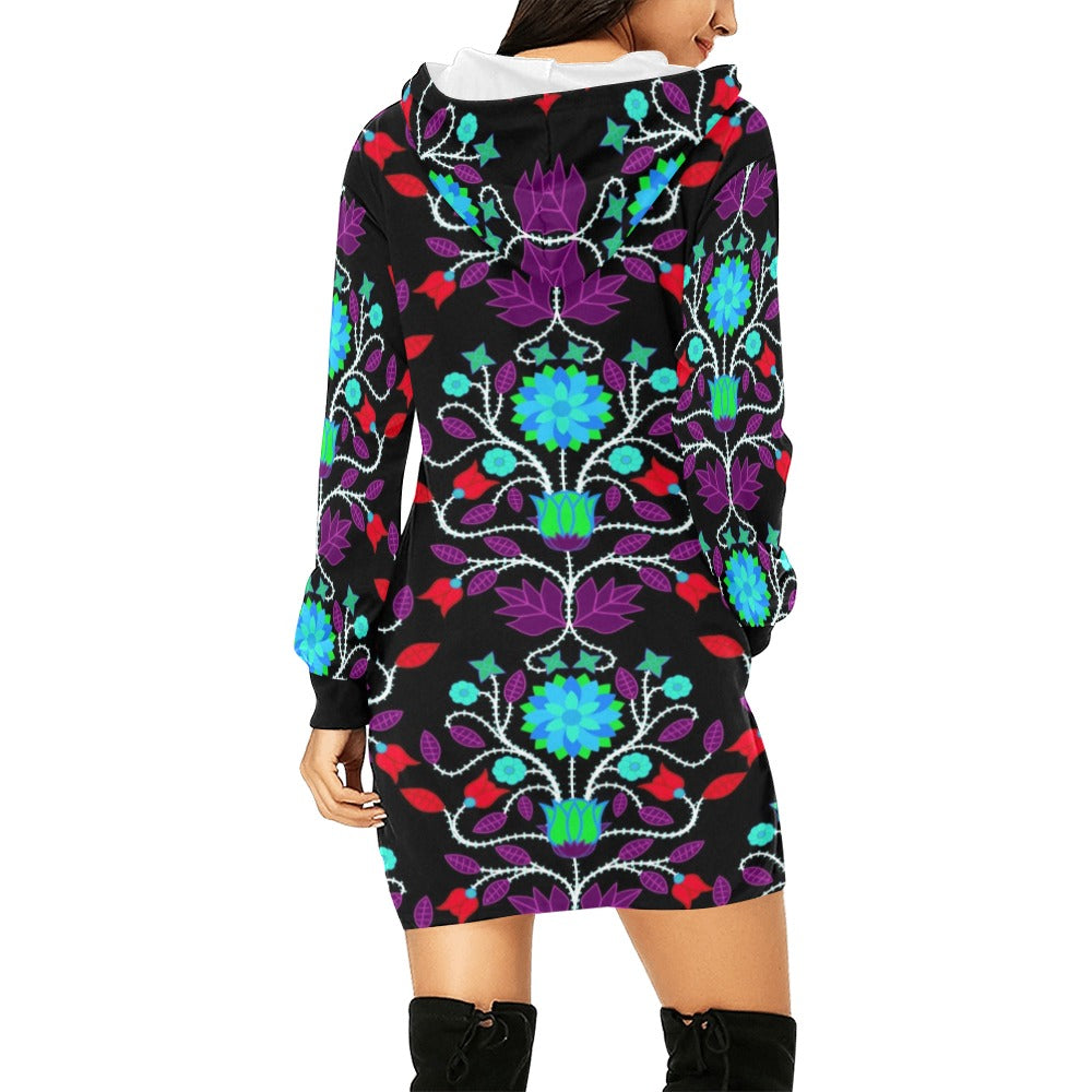 Floral Beadwork Four Clans Winter Hoodie Dress