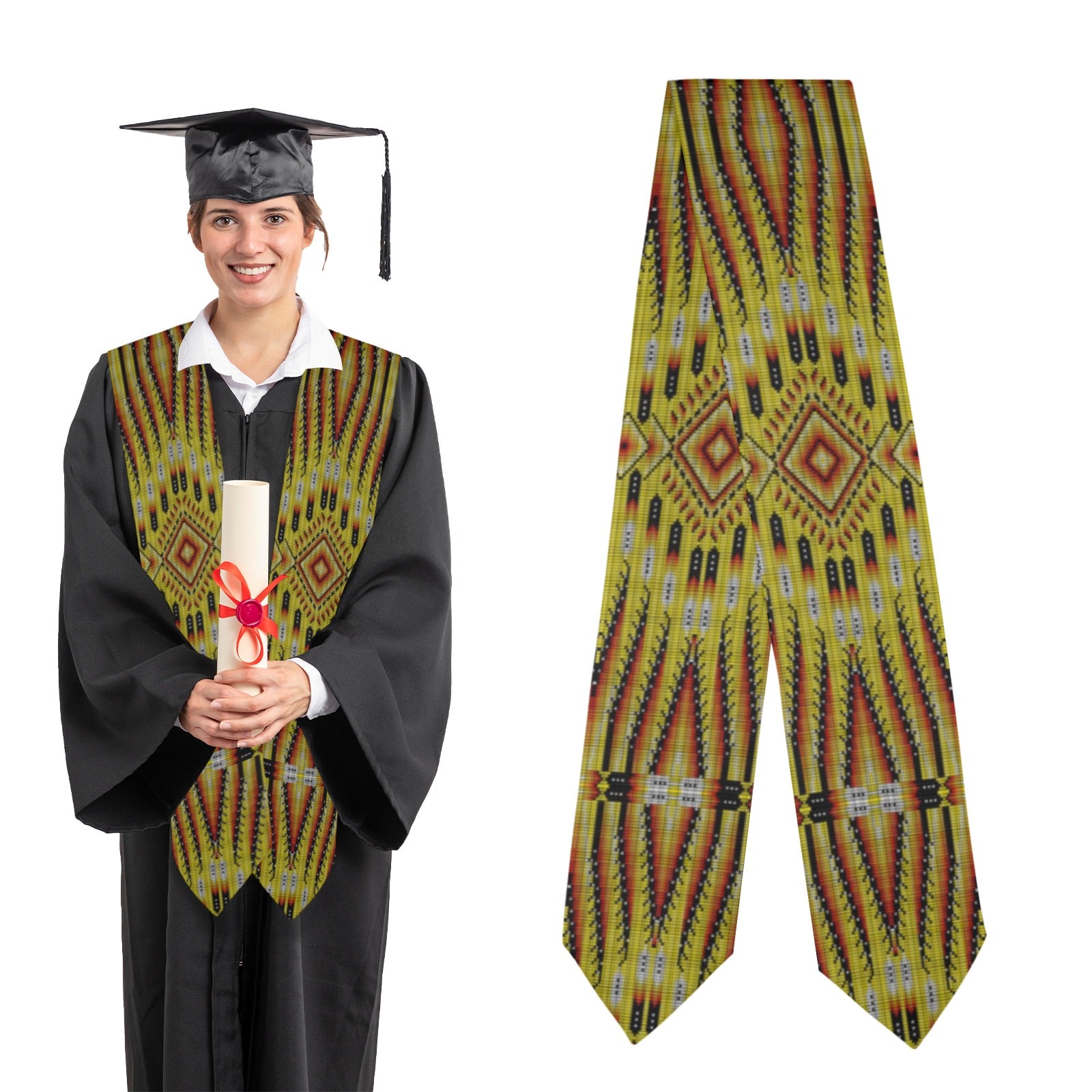 Fire Feather Yellow Graduation Stole