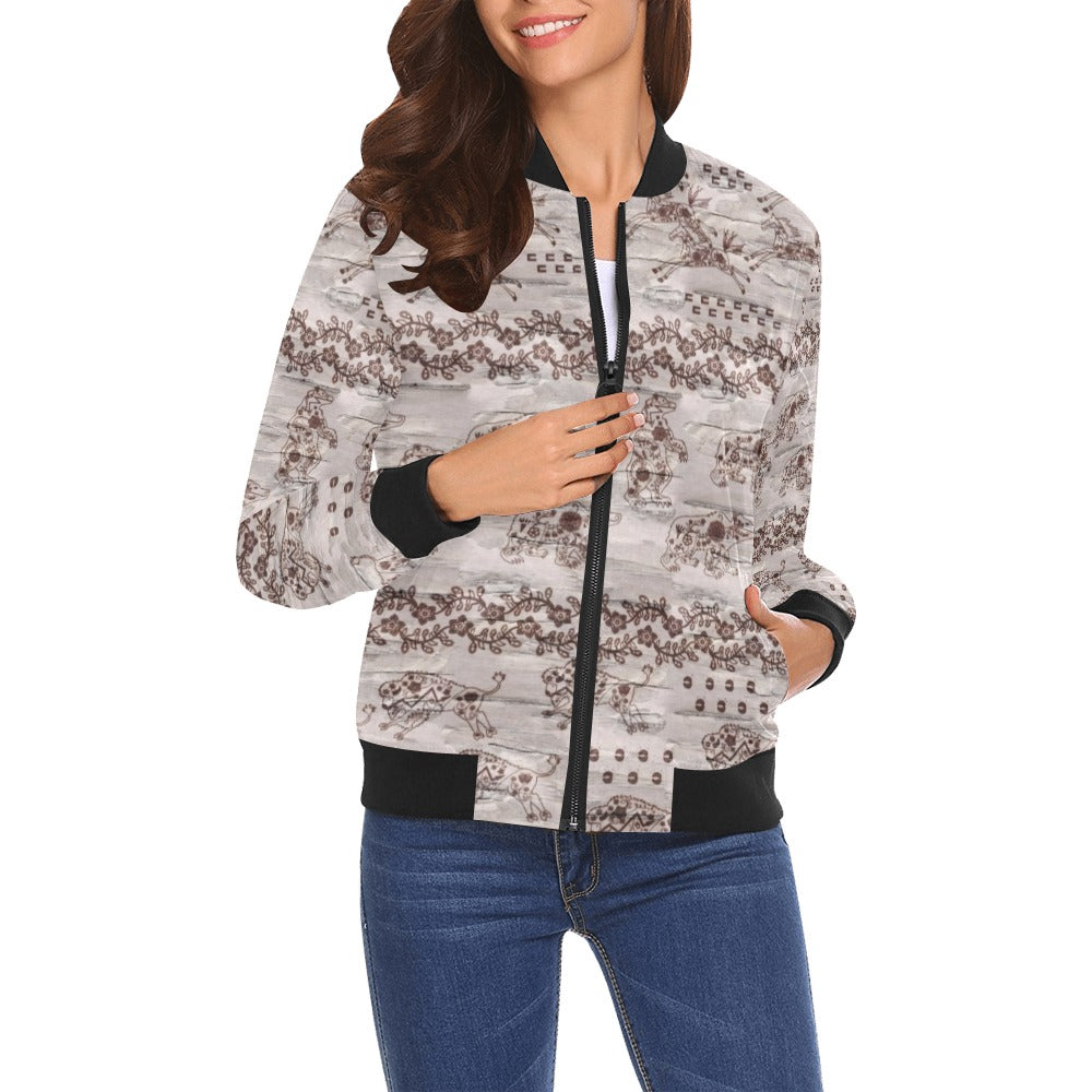 Sacred Run All Over Print Bomber Jacket for Women