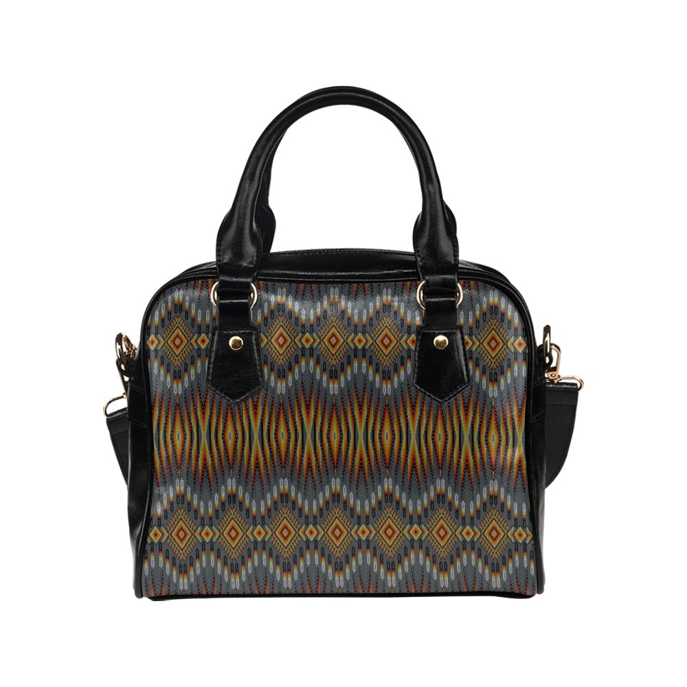 Fire Feather Grey Shoulder Handbag
