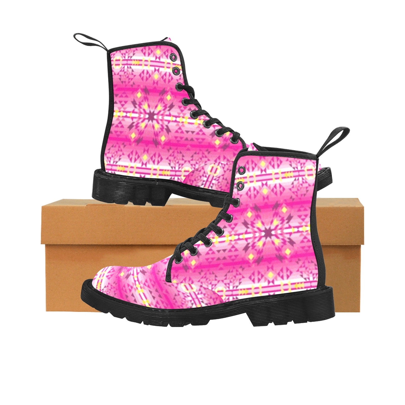 Pink Star Boots for Men (Black)