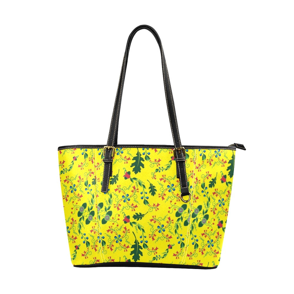 Vine Life Lemon Leather Tote Bag/Large