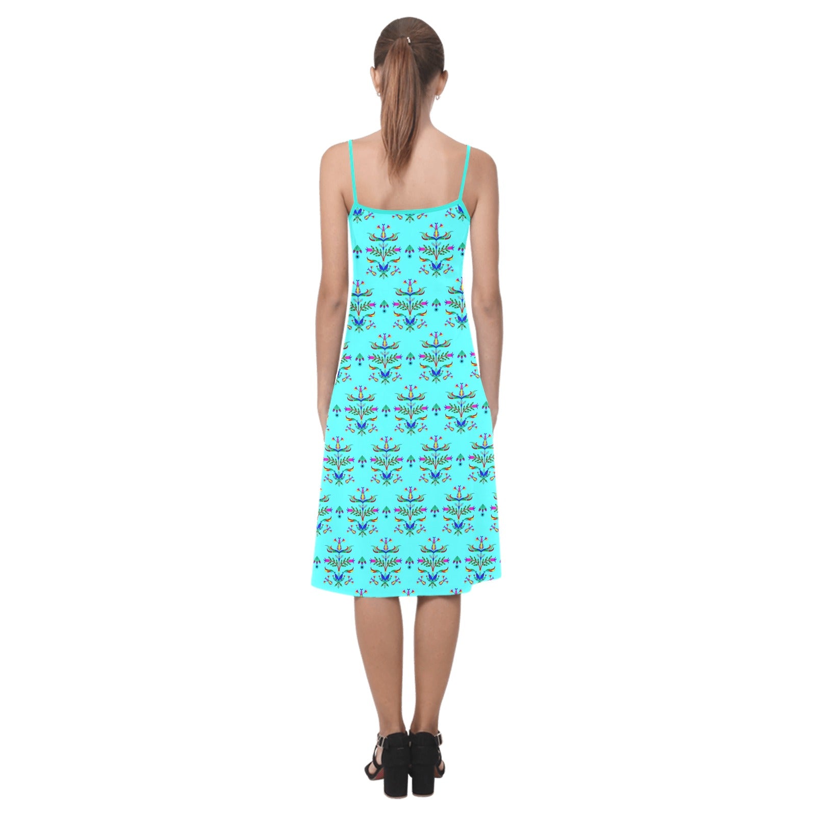 Dakota Damask Turquoise Alcestis Slip Dress