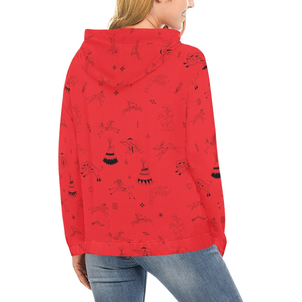 Ledger Dabbles Red Hoodie for Women (USA Size)