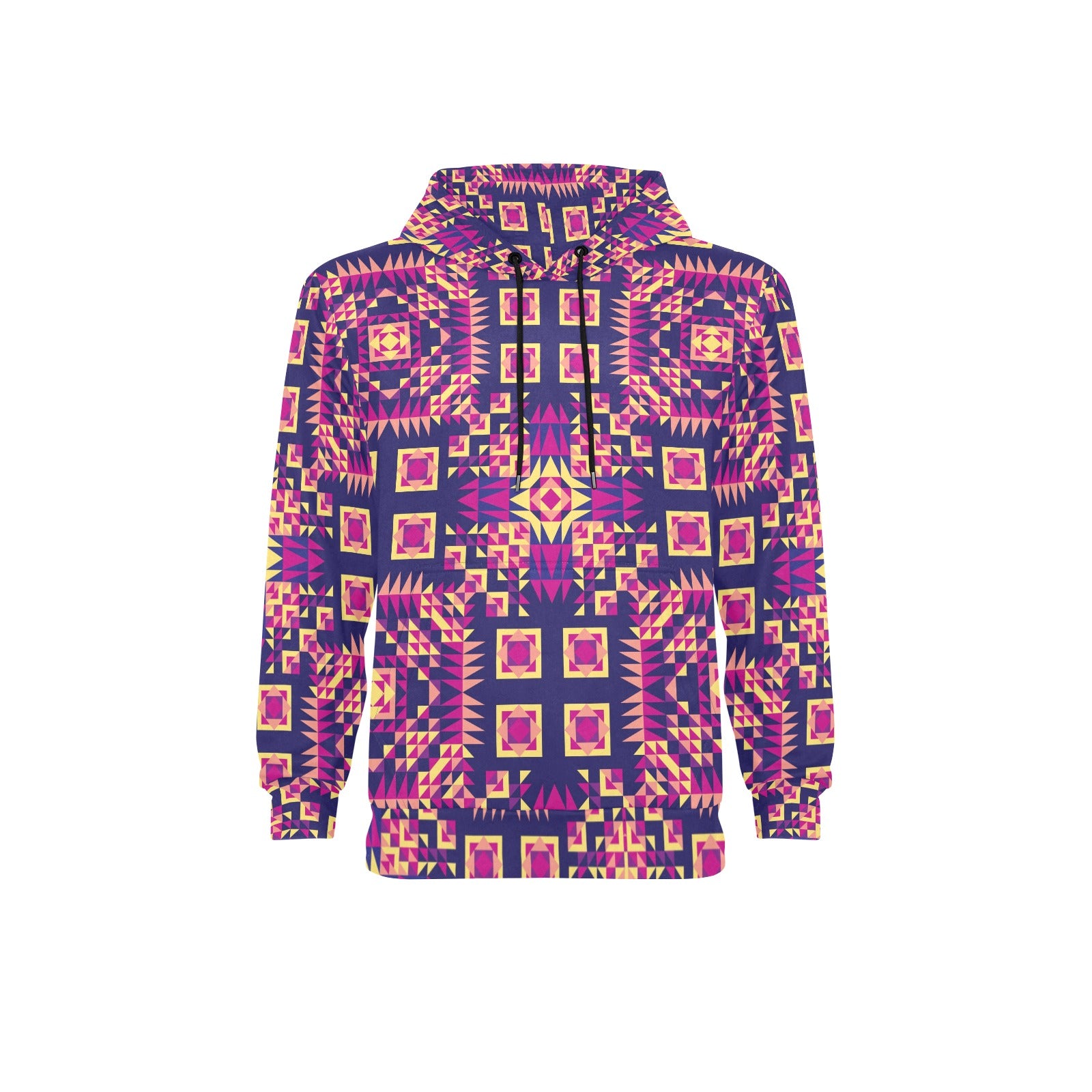 Kaleidoscope Bleu Men's Long Sleeve Fleece Hoodie