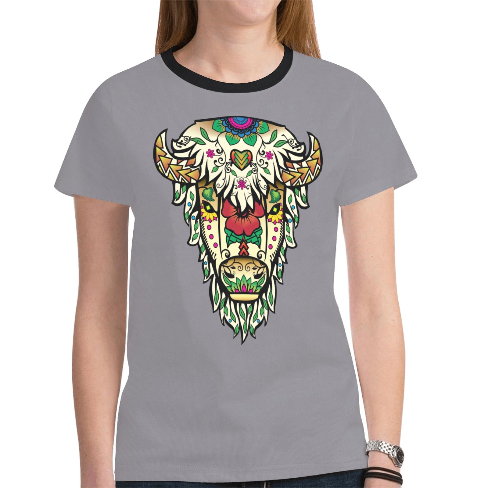 Buffalo Spirit Guide (Dark Gray) T-shirt for Women