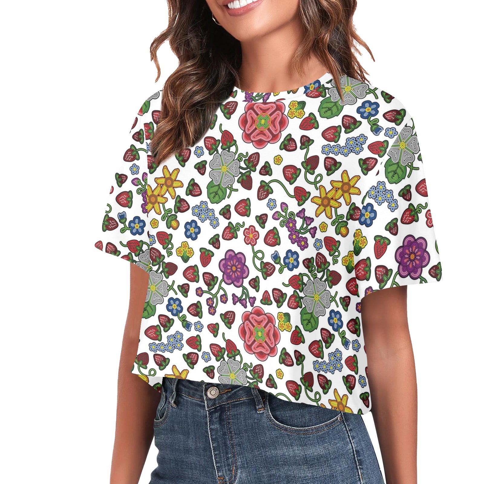 Berry Pop White Women's Cropped T-shirt