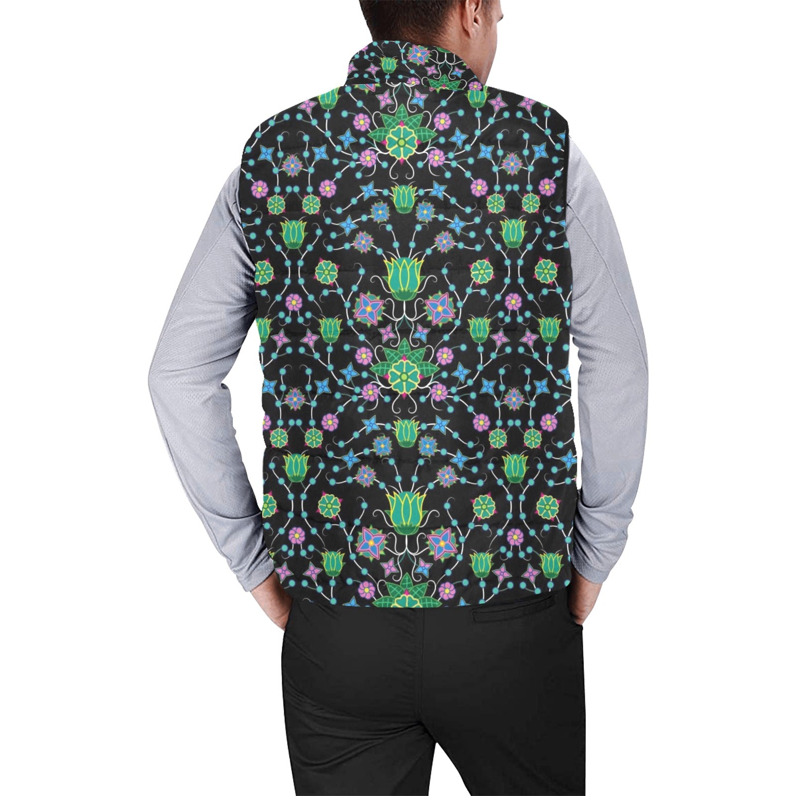 Floral Damask Garden Men's Padded Vest Jacket