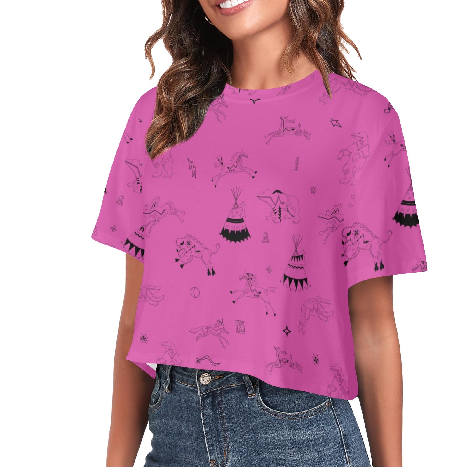 Ledger Dables Magenta Women's Cropped T-shirt