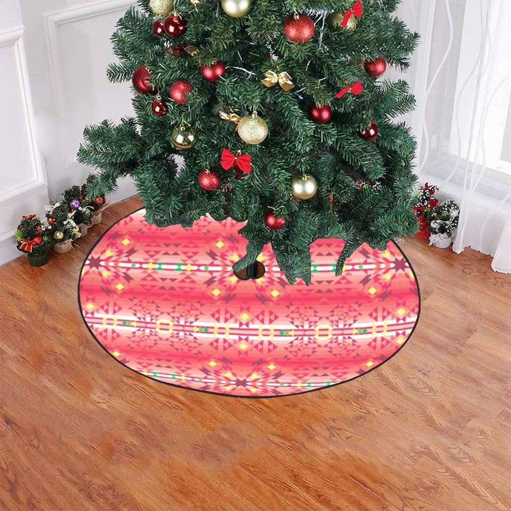 Red Pink Star Christmas Tree Skirt 47" x 47"