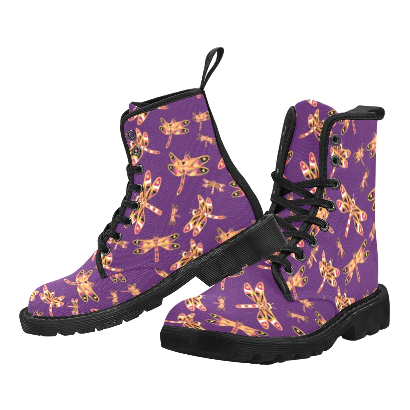 Gathering Yellow Purple Boots for Women (Black)