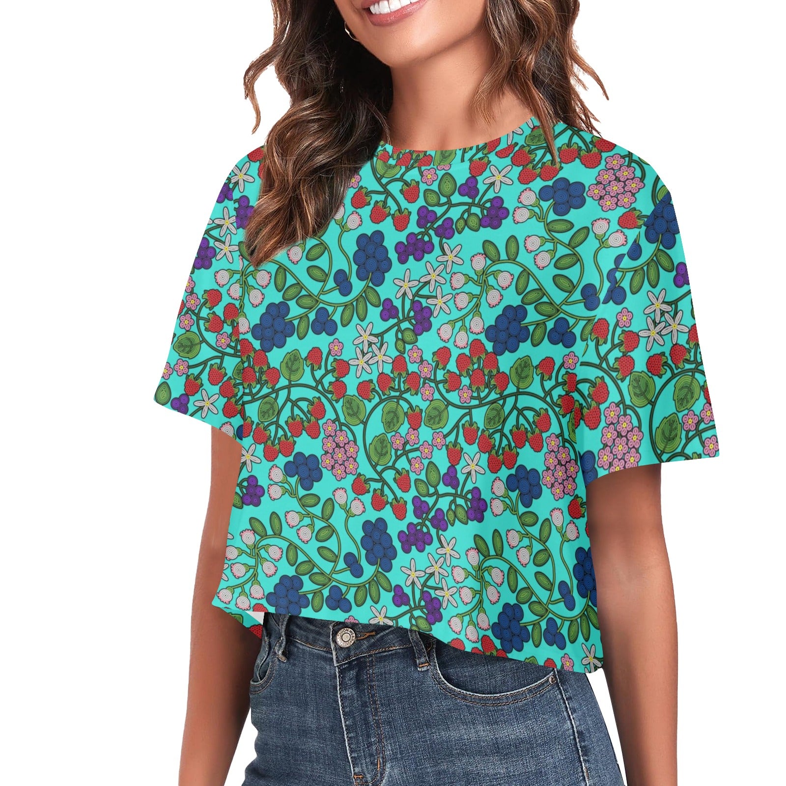 Takwakin Harvest Turquoise Women's Cropped T-shirt